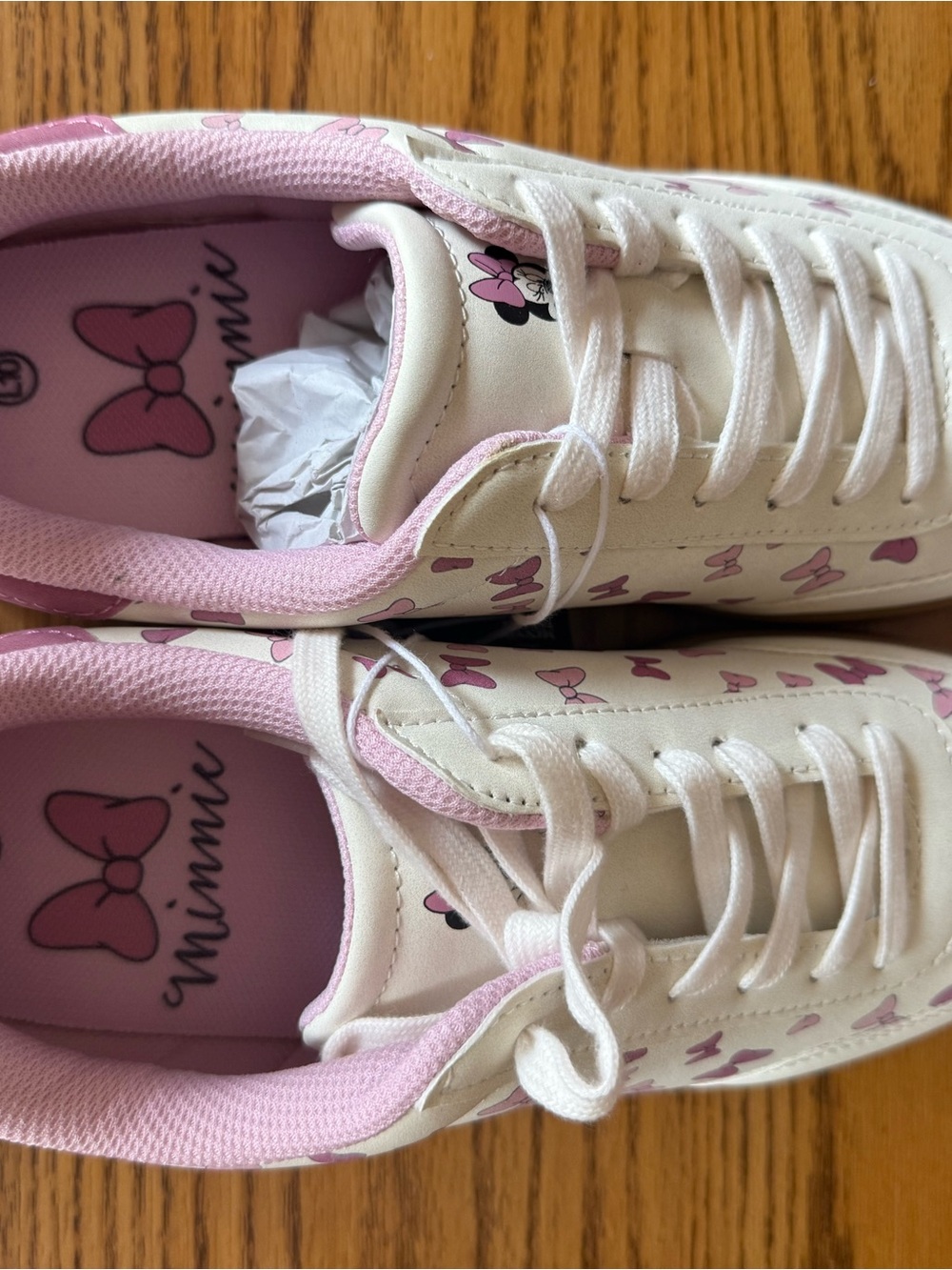 Disney White Sneakers with Pink Bow Motif